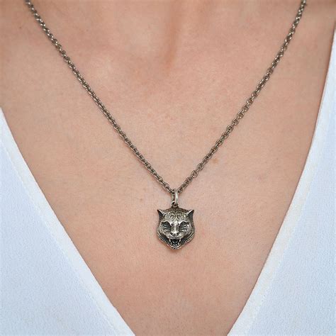 gucci gatto feline necklace|GUCCI .